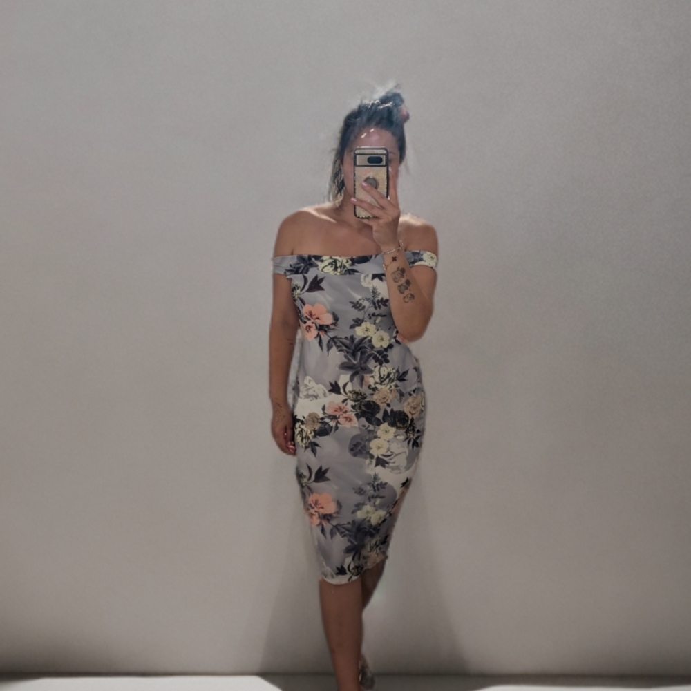 Boohoo Floral Off-Shoulder Midi Dress - Multicolor